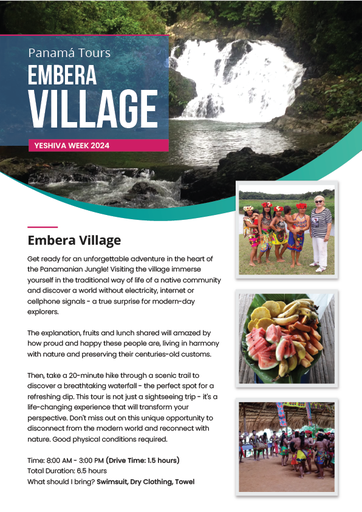 Embera Village & Waterfall: Jan 21st, Jan 24th, Jan 28th